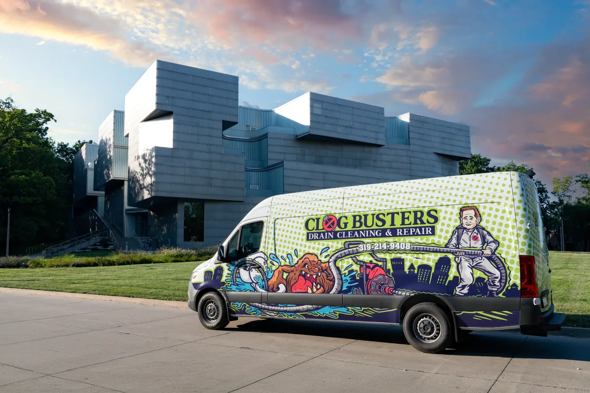 Clog Busters drain cleaning van ready for an emergency call